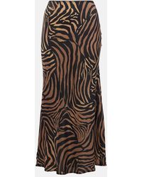 RIXO London - Ardith Printed Silk Midi Skirt - Lyst