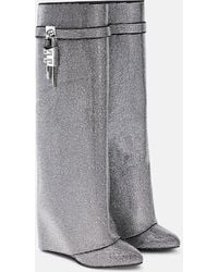 Givenchy - Shark Lock Strass Knee-high Boots - Lyst