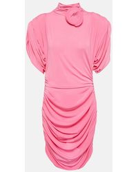 Magda Butrym - Rose-applique Ruched Jersey Minidress - Lyst