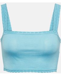 Dolce & Gabbana - Lace-Trimmed Silk Crop Top - Lyst