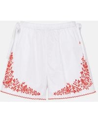 ALÉMAIS - Hearts-Embroidered Cotton Shorts - Lyst