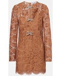 Self-Portrait - Embellished Bow-Detail Lace Minidress - Lyst