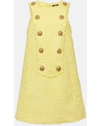 Balmain - Button-Embellished Tweed Minidress - Lyst