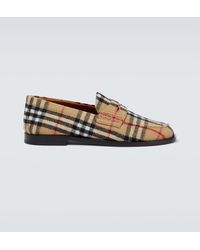 Burberry - Check Felted Penny Loafers - Lyst