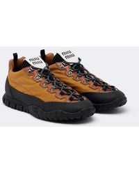 Miu Miu - Leather-Trimmed Sneakers - Lyst