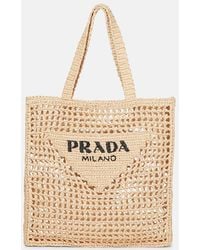 Prada - Tote Bag Small Aus Raffiabast - Lyst