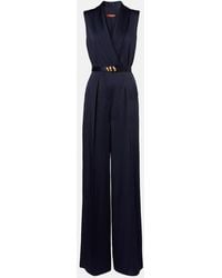 Max Mara - Elegante Belted Satin Jumpsuit - Lyst