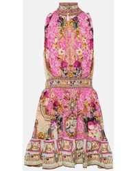 Camilla - Floral Printed Silk Minidress - Lyst