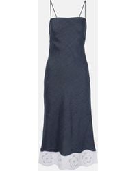 STAUD - Paolo Linen-Blend Midi Dress - Lyst
