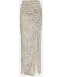 Self-Portrait - Sequined High-Rise Maxi Skirt - Lyst