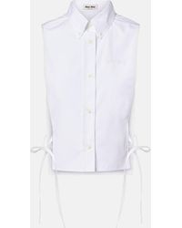 Miu Miu - Cutout Cotton Poplin Shirt - Lyst