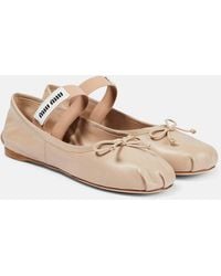 Miu Miu - Women Leather Ballerina Shoes - Lyst
