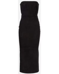 Alex Perry - Suede Midi Dress - Lyst