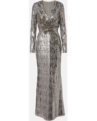 Elie Saab - Robe Aus Einem Seidengemisch Mit Pailletten - Lyst