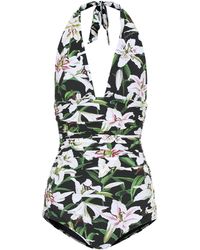 Dolce & Gabbana Floral Halter Swimsuit - Multicolour