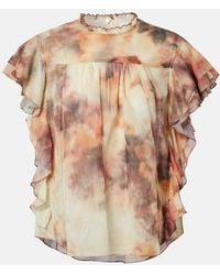 Isabel Marant - Daliyane Printed Ruffled Cotton Top - Lyst