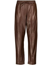 Brunello Cucinelli Drawstring Leather Pants - Brown