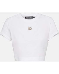 Dolce & Gabbana - T-shirt corta in jersey con logo DG - Lyst