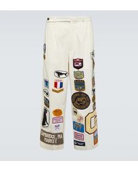 Bode - Cambridge Patch-Applique Cotton Canvas Wide-Leg Pants - Lyst