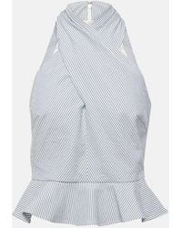 Veronica Beard - Drey Striped Halterneck Cotton Top - Lyst