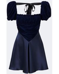 Rodarte - Ruched Silk Satin And Velvet Minidress - Lyst