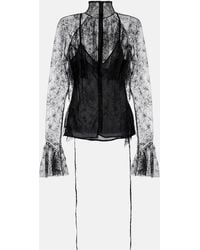 Blumarine - Ruffled Sheer Lace Blouse - Lyst