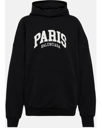 Balenciaga - Embroidered Wide Cotton Hoodie - Lyst