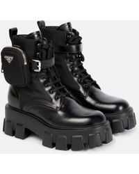 Prada - Monolith Lace-Up Boots With Pouch - Lyst