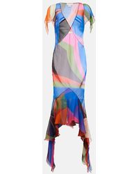 Emilio Pucci - Printed Silk Midi Dress - Lyst