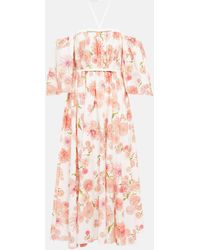 Giambattista Valli - Floral Cotton Poplin Midi Dress - Lyst