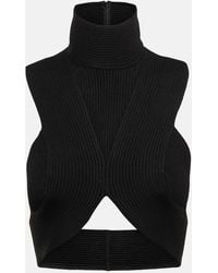 Alaïa - Ribbed-Knit Halterneck Crop Top - Lyst
