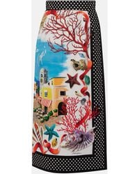 Dolce & Gabbana - Jupe midi Capri imprimee en coton - Lyst