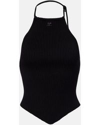 Courreges - Pointy Ribbed-Knit Halterneck Top - Lyst