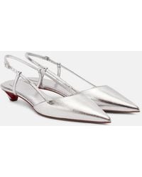 Christian Louboutin - Miss Z Slingina 25 Metallic Crinkled-Leather Slingback Pumps - Lyst