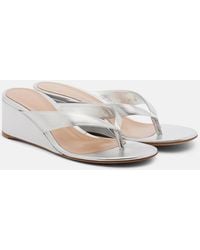 Gianvito Rossi - Metallic Leather Wedge Thong Sandals - Lyst