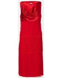 Ferragamo - Draped Silk Midi Dress - Lyst