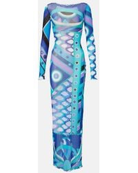 PUCCI - Vivara Ruffled Tulle Maxi Dress - Lyst