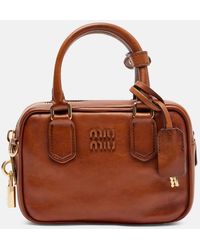Miu Miu - Arcadie Small Leather Tote Bag - Lyst