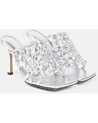 Bottega Veneta - Sandalen aus Metallic-Leder - Lyst