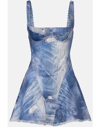 Roberto Cavalli - Faded Denim Minidress - Lyst