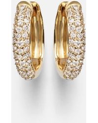 STONE AND STRAND - Essential 14Kt Hoop Earrings With Diamonds - Lyst