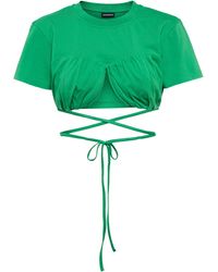 Jacquemus Le T-shirt Baci Cotton Crop Top - Green