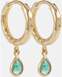 Octavia Elizabeth - Charmed Micro Gabby 18kt Gold Earrings With Emeralds - Lyst