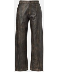 JACQUES WEI - Weite High-Rise-Hose Aus Leder - Lyst