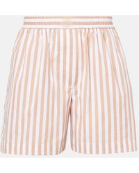 Brunello Cucinelli - Striped Cotton And Silk Bermuda Shorts - Lyst