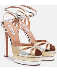 Aquazzura - Moves 130 Metallic Leather Sandals - Lyst