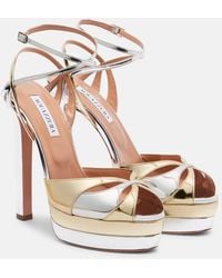 Aquazzura - Moves 130 Mirrored Leather Platform Sandals - Lyst