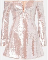 Self-Portrait - Sequined Off-Shoulder Minidress - Lyst