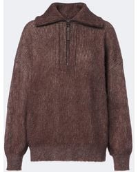 Brunello Cucinelli - Mohair And Wool-Blend Half-Zip Sweater - Lyst