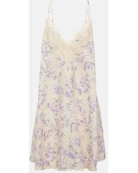 Zimmermann - Halliday Lace-trimmed Floral Linen Slip Dress - Lyst